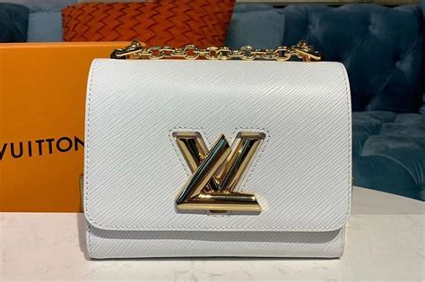 white lv bag with gold chain|LOUIS VUITTON Epi Twist Shoulder Bag MM White.